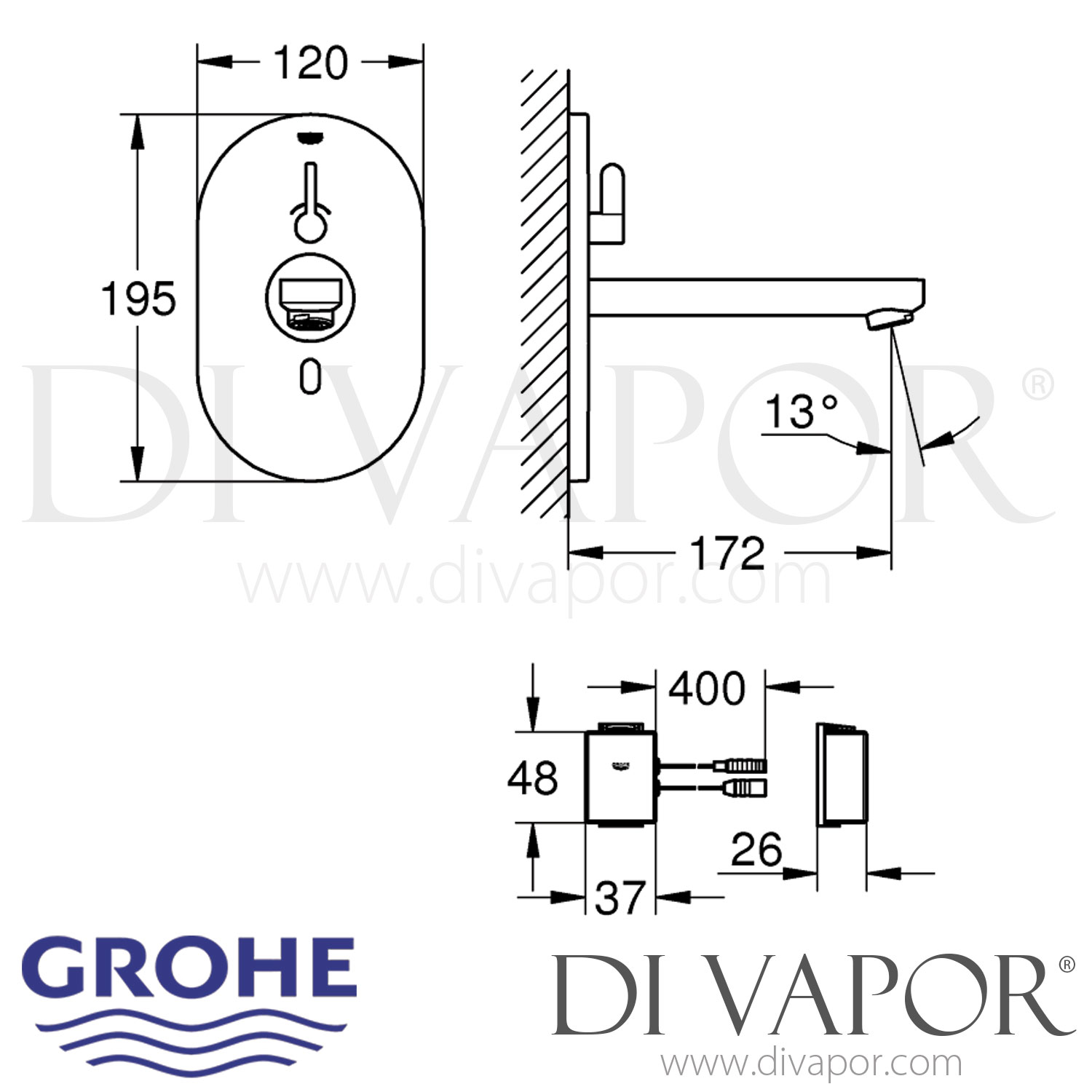 Блок питания для сенсорного смесителя для раковины типа grohe eurosmart cosmopolitan e art 120123